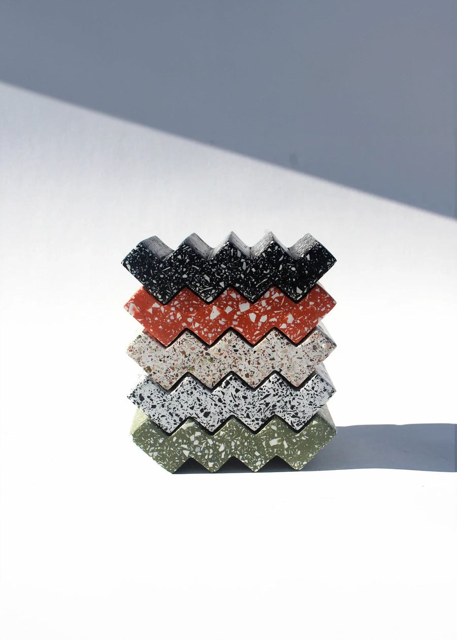 Zig-Zag Olive Green Terrazzo Soap Dish