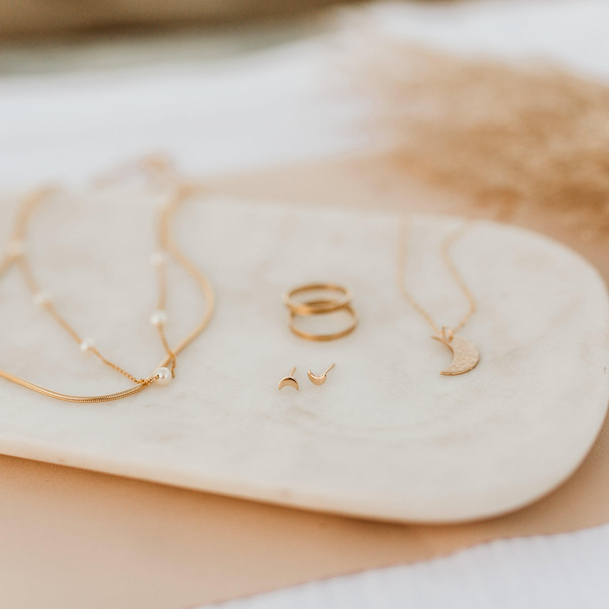 Tiny Moon Stud Earrings