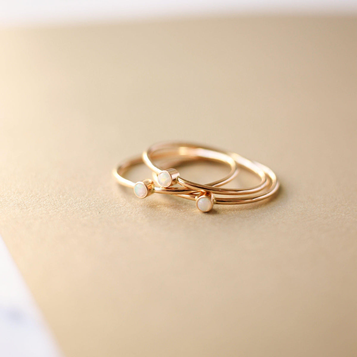 Tiny October Birthstone Ring ∙ Opal