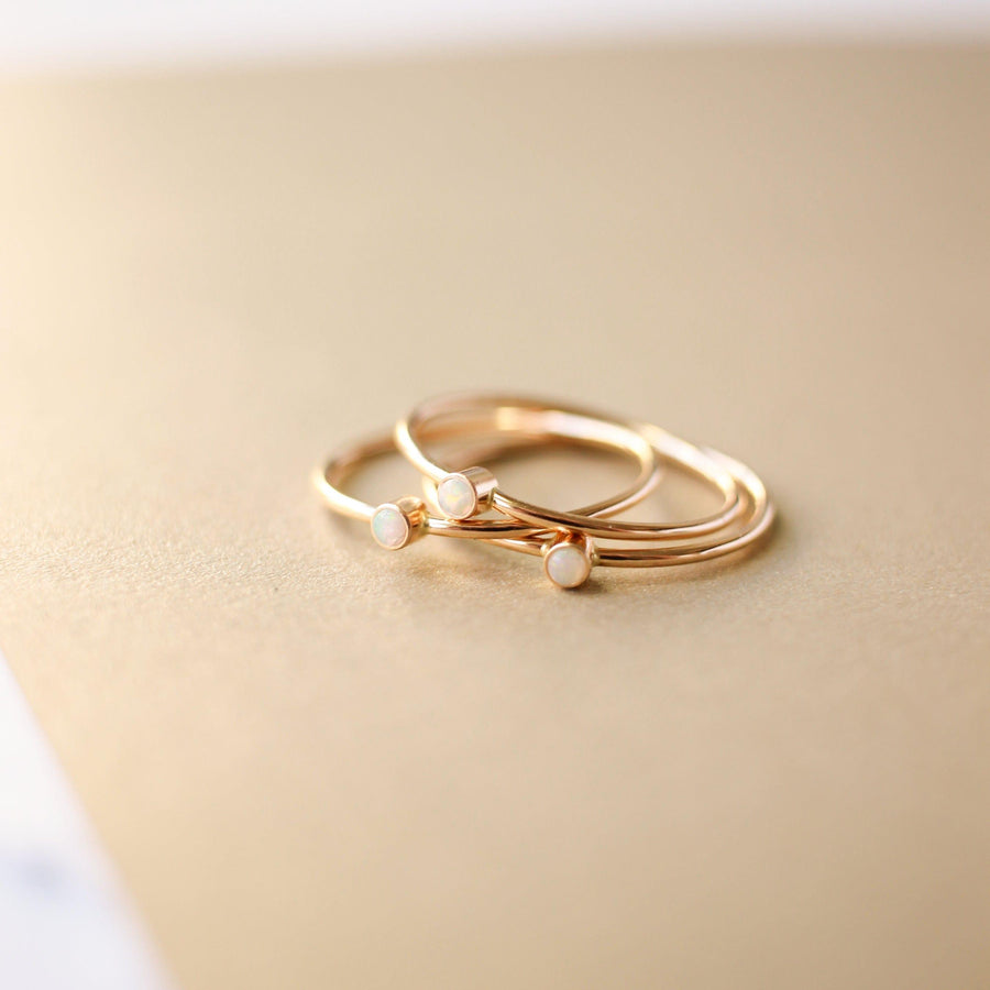 Tiny October Birthstone Ring ∙ Opal