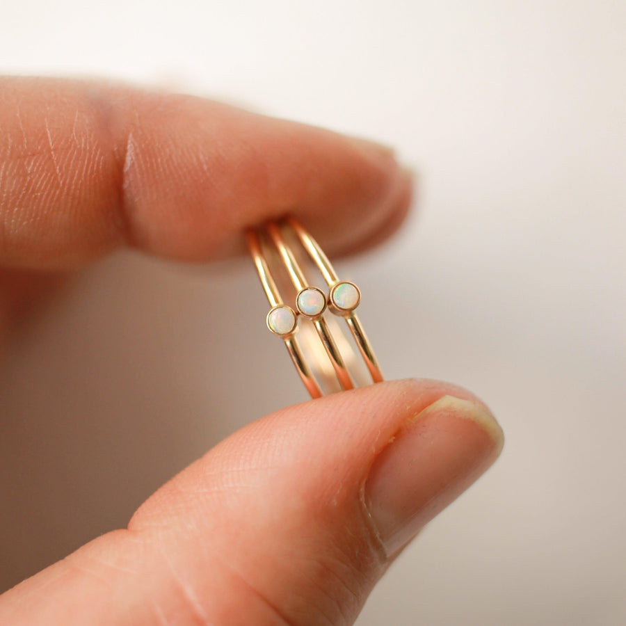 Tiny October Birthstone Ring ∙ Opal