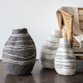 Tribal Lines Hand-Felted Wool Natural White Gourd Basket 5