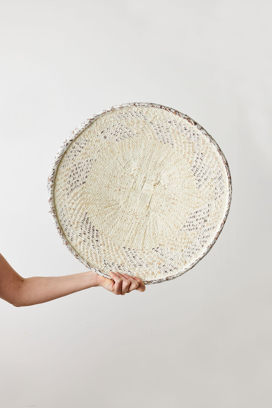 White Washed Handwoven Wall Basket